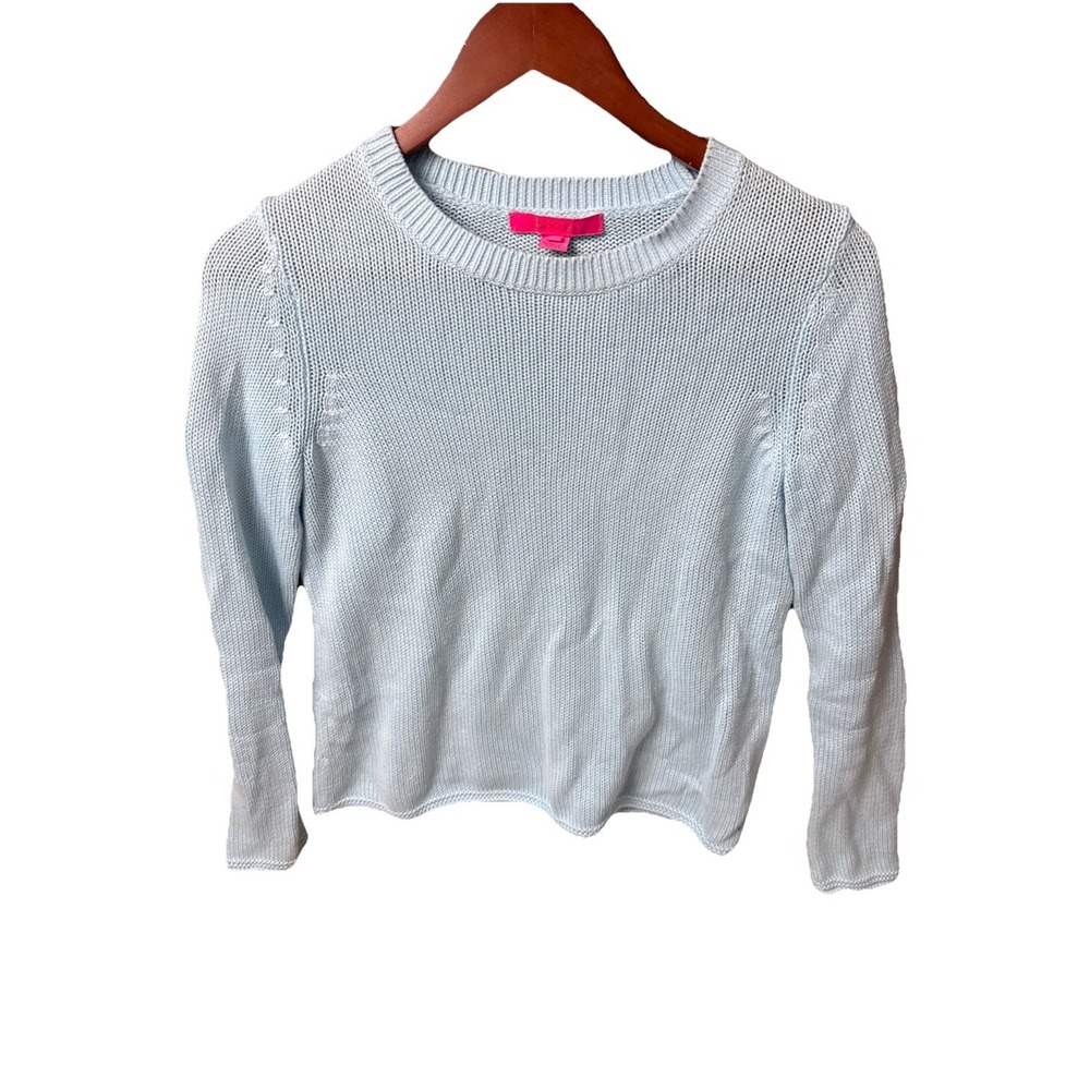 Lilly Pulitzer Women's Light Blue Crew Neck Long Sleeve Knit Sweater Size XS